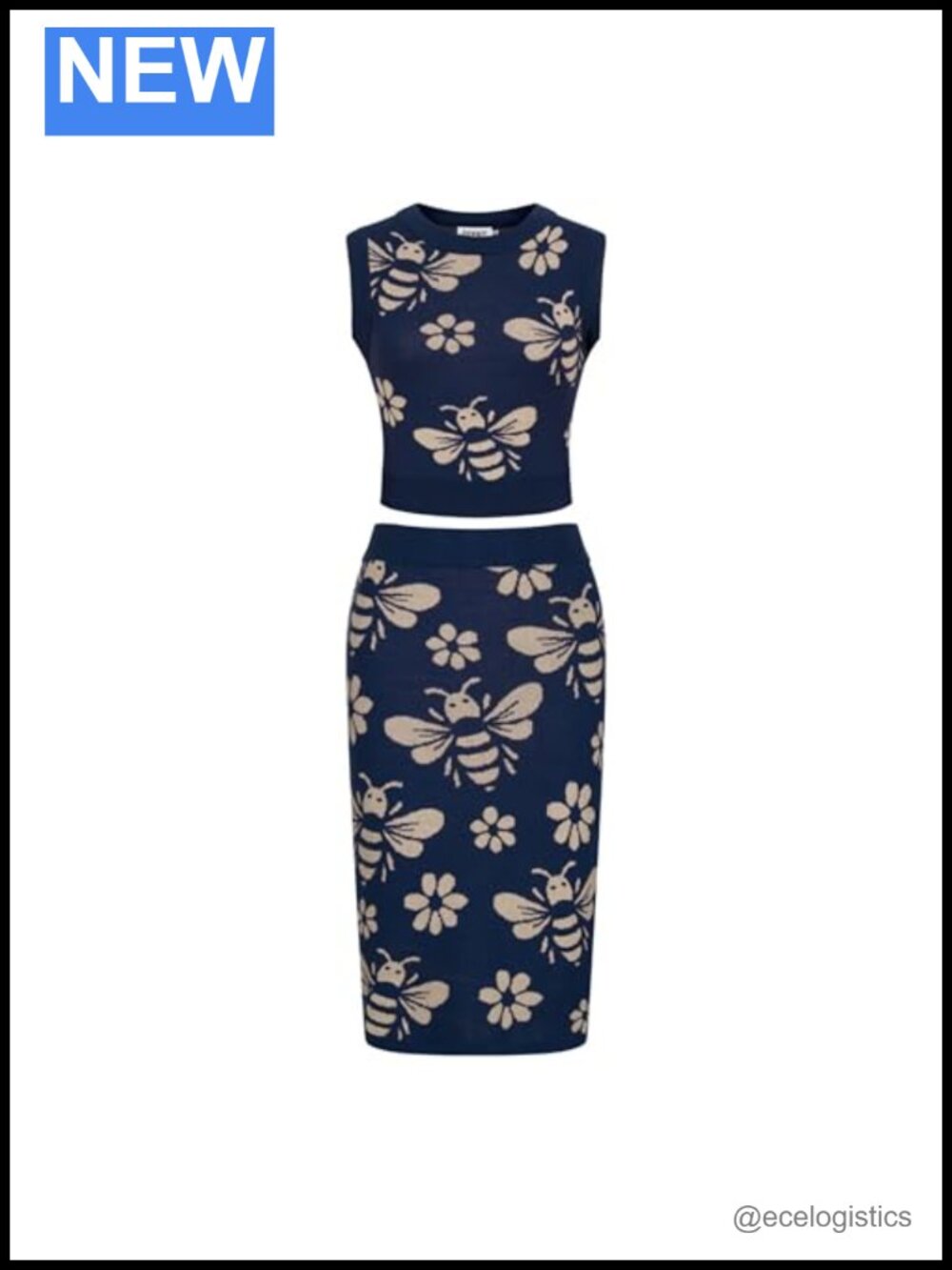 Women's Cotton Knit Vest and Skirt Set Retro 2 Piece